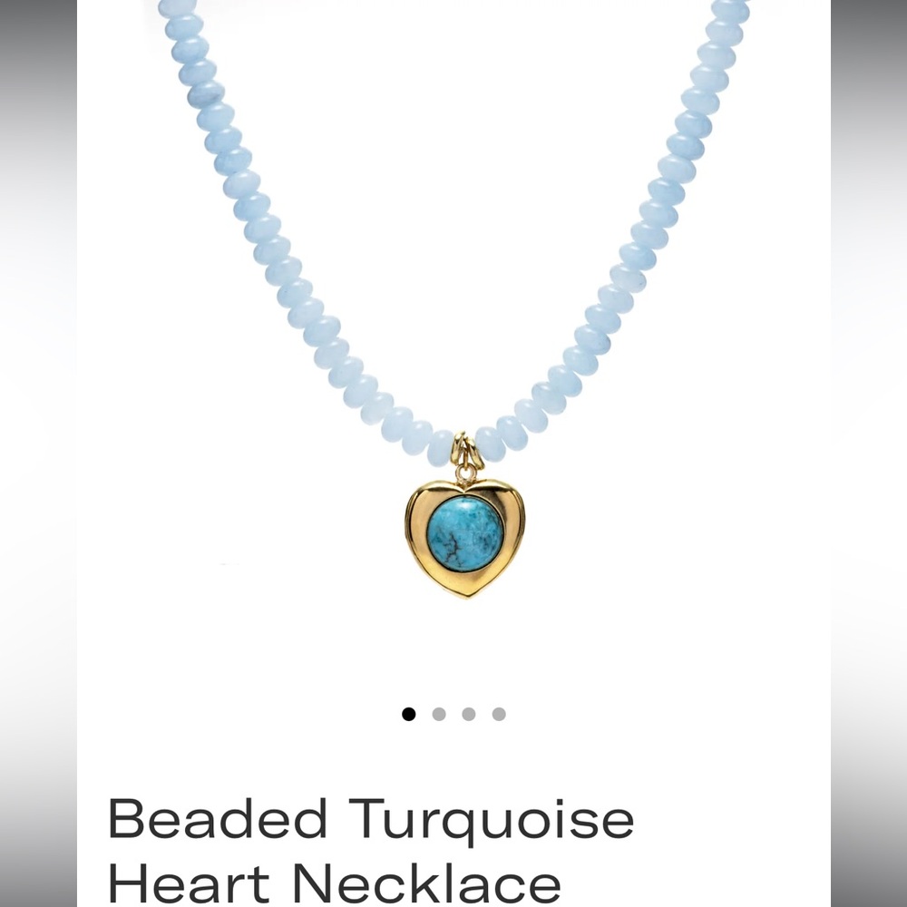 Turquoise Necklace with Gold Heart Turquoise - Picture 1 of 3